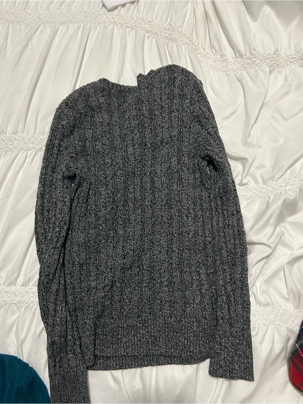 St. John's Bay Cable-Knit V-Neck Sweaters - Teal and Gray Marled